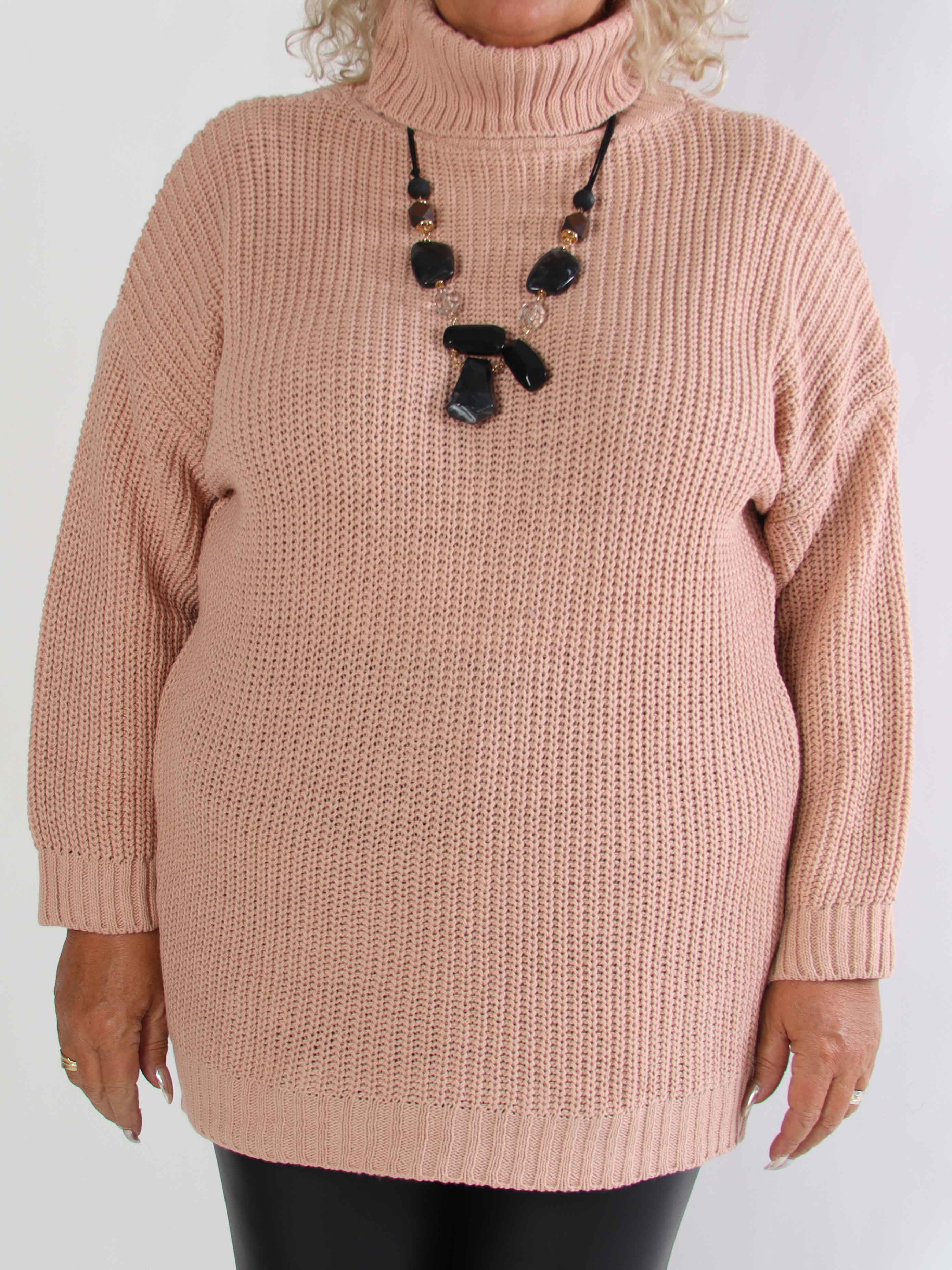 Cindy - Enfärgad mysig stickad plus size tröja med polotröja